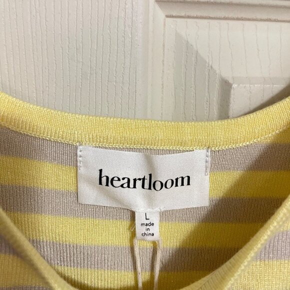 Heartloom Women's NWT Yellow Gray Striped Ribbed Sweater Tank Top Size Large - Picture 2 of 6